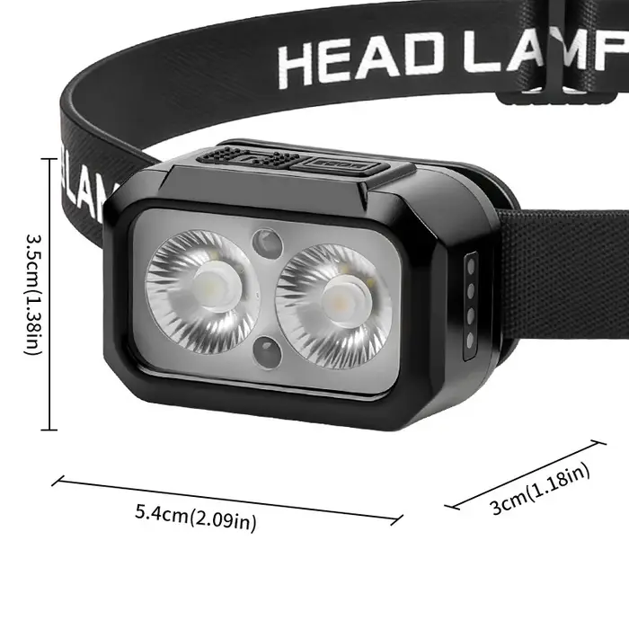 PACOONE Lampe frontale LED 3 couleurs