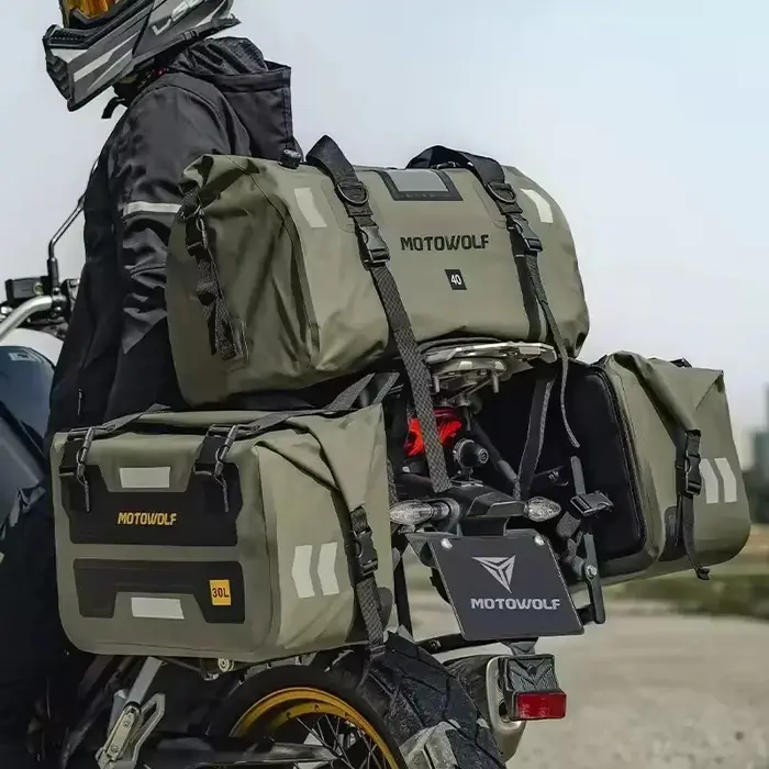 Sacoches de moto 60L 66L 40L, sacs de selle pour motos, ski, voyage, randonnée, Camping, sac à bagages, accessoire universel pour moto