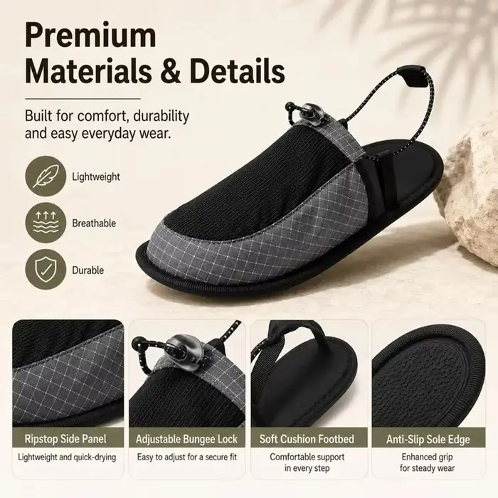 Chaussures de camping ultralégères pliables antidérapantes à séchage rapide portables en EVA pour le camping en plein air, la randonnée, le kayak, le surf, l'hôtel, la plage, hommes et femmes