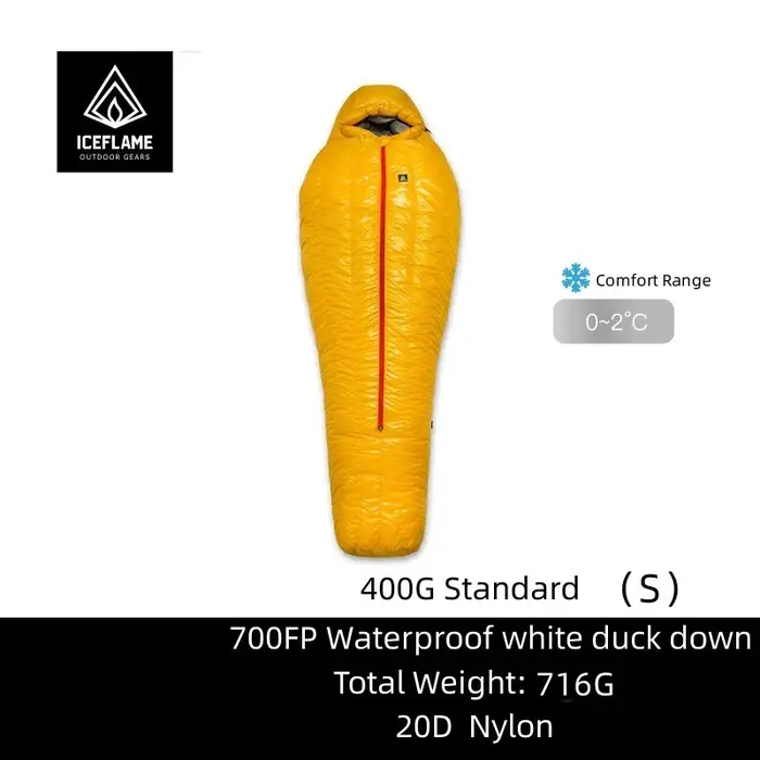 Sac de couchage en duvet d'oie blanc ultraléger pour adultes, en Nylon, flamme de glace HW 20D, Camp