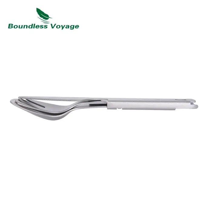 Ensemble de vaisselle en titane Voyage sans limites, couteau utilitaire d'extérieur, fourchette cuil
