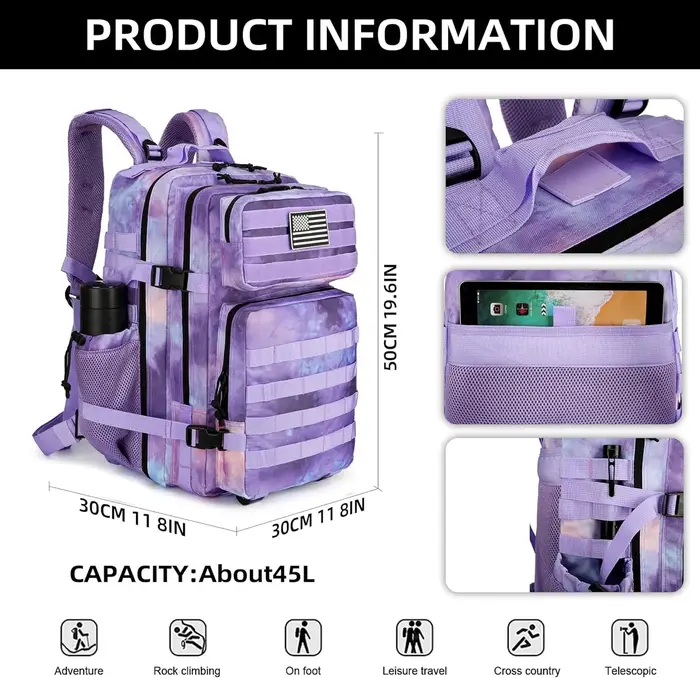 20L 45L 3P sac à dos tactique sac 3 jours d'assaut sac à dos en plein air étanche escalade sac à dos Camping randonnée chasse Mochila sac