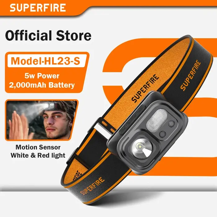 SUPERFIRE Mini puissant randonnée Camping phare USB C Rechargeable phare LED capteur phare avant lam