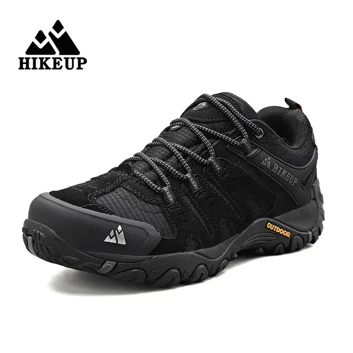 HIKEUP-Chaussures de randonnée en cuir suédé pour homme, baskets d'extérieur résistantes à l'usure, 