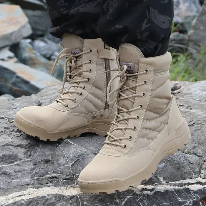 Bottes Skip pour hommes, chaussures de sécurité de travail, force spéciale, bottes du désert, randonnée en plein air, chaussures de rinçage