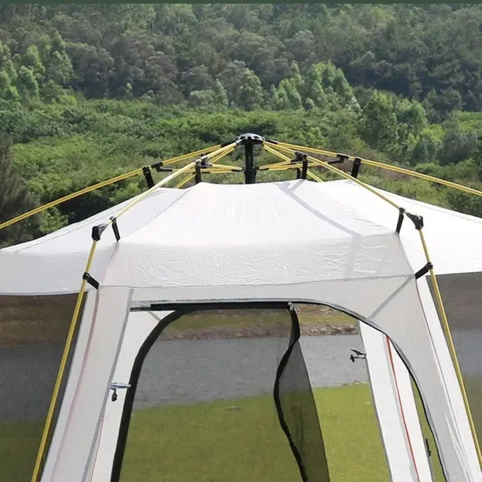 Nouvelle tente de Camping automatique améliorée, grande tente hexagonale Anti-UV étanche pour l'exté