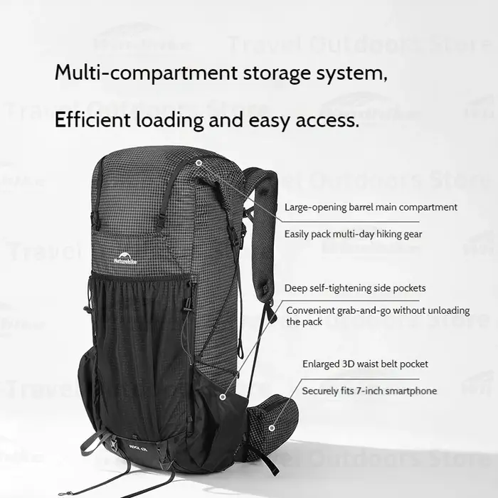 Naturehike Rock 2.0 Sac À Dos pour Randonnée En Plein Air Voyage Sport 30L 45L 60L Loisirs Alpinisme Escalade Sac Léger