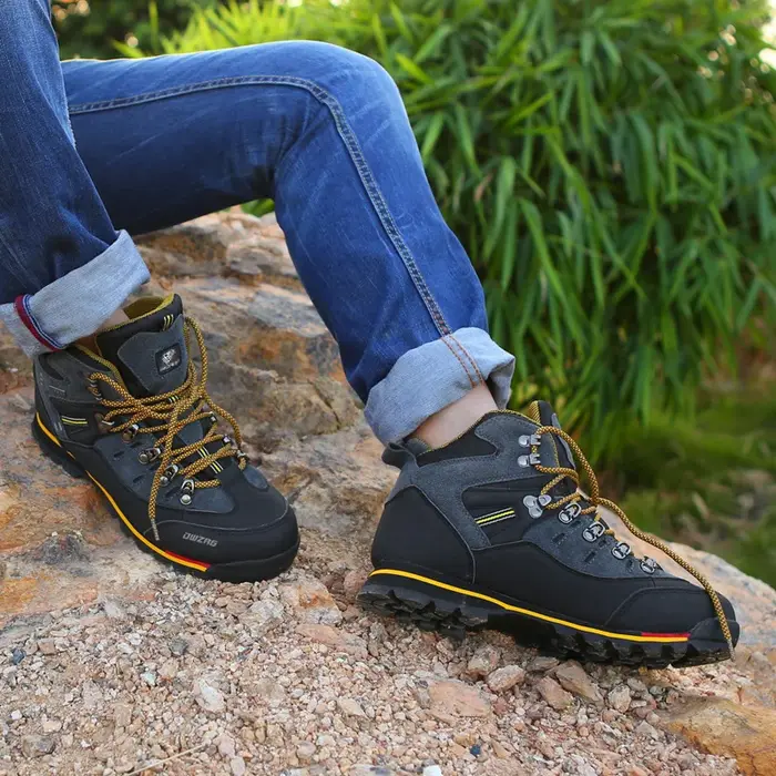 Chaussures de randonnée imperméables en cuir pour hommes, chaussures d'escalade et de pêche, nouvell