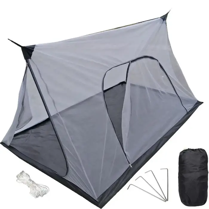 Tente intérieure anti-moustiques 2.1m x 1.3m, tente de camping d'été en maille polyester, avec 4 cor