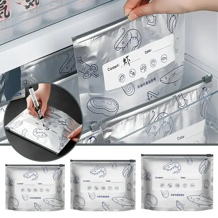 10/30 pièces/sac grande capacité feuille d'aluminium sac alimentaire étanche congélateur sûr cuisine sac frais conservation réutilisable sac à fermeture éclair