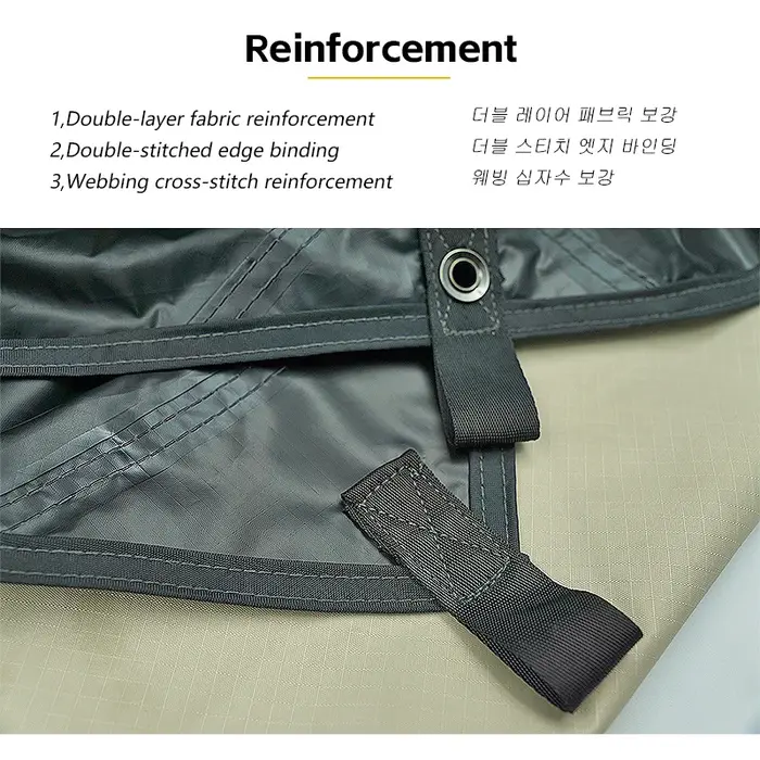 Bâche de revêtement noir imperméable à 19 Points de suspension, bâche de tente de Camping en plein air, abri Bushcraft, bricolage, tente volante