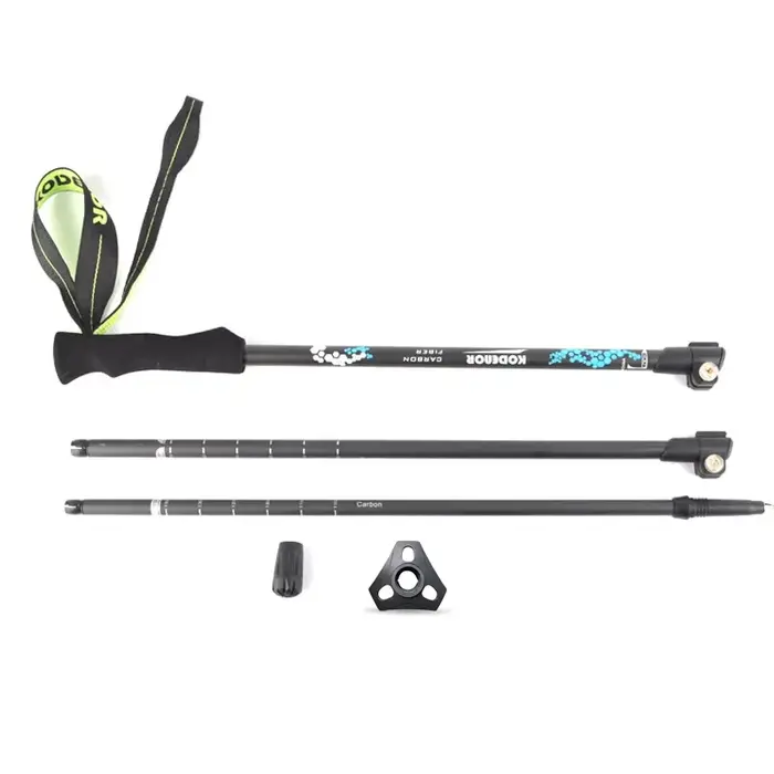 2 bâtons de marche en carbone, 3 sections, 63-135cm, poignée droite en EVA, Alpenstocks, randonnée e