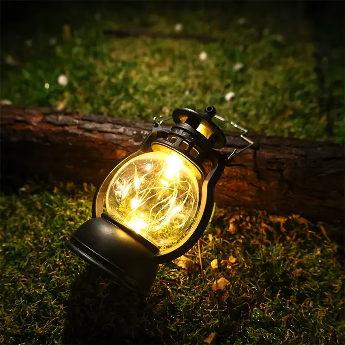 LED rétro lampe Portable Camping en plein air lanterne dynamique flamme lumière alimenté par batterie tente