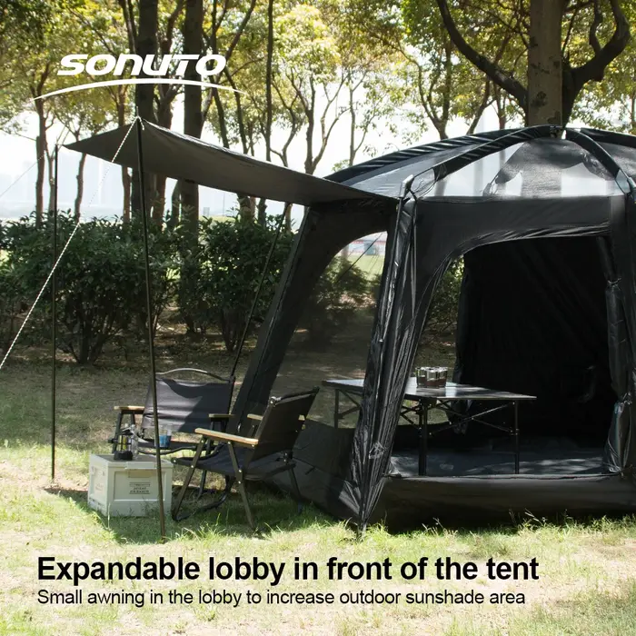 Tente familiale de Camping en plein air pour 3 à 12 personnes, Double couche surdimensionnée, 2 pièces, auvent épais et imperméable, équipement de tournée de camp familial