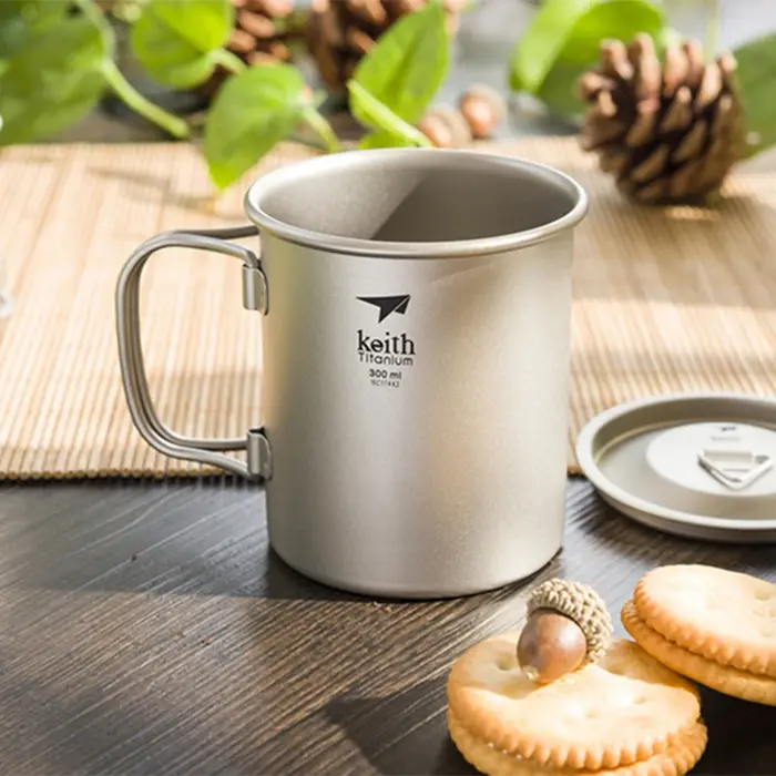 Pamono-Tasse de camping en titane avec poignée pliante, verres, tasse à eau, tasse à bière, tasse à 