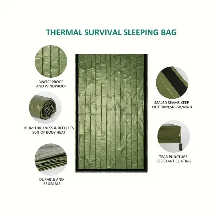 Sac de couchage chaud d'urgence compact et léger - imperméable