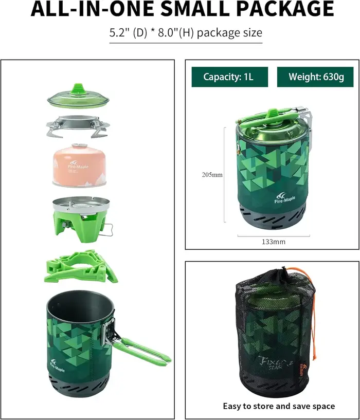 Système de cuisson Fire-Maple FMS-X2, poêle à gaz d'extérieur, brûleur, échangeur de chaleur Portabl