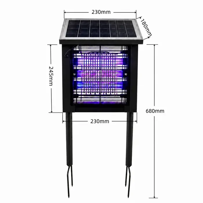 Lampe Solaire Anti-Moustiques Haute Puissance Professionnelle Extérieure Étanche Piège à Mouches pour Ferme Jardin Verger Patio