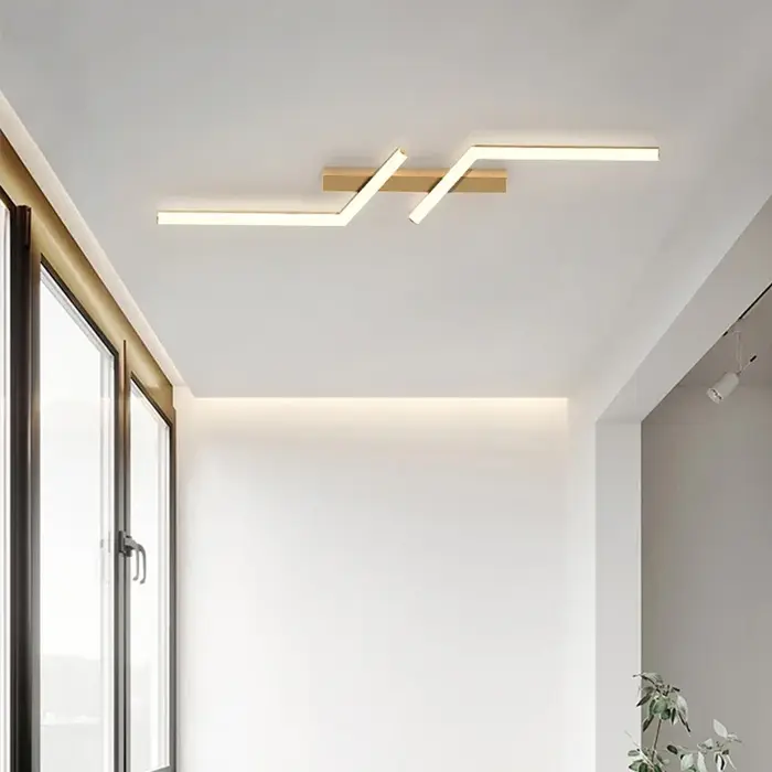 Moderne LED ligne plafonnier moderne salon salle à manger chambre principale étude luminaire or noir