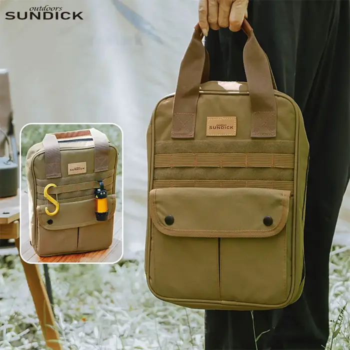 Sac de rangement pour ustensiles de cuisine de camping avec poignée