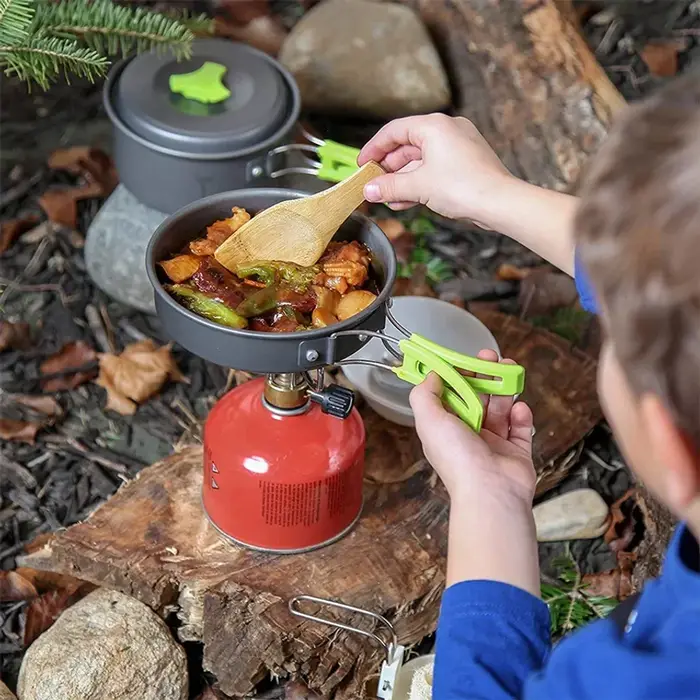 Ensemble de cuisine de camping pour randonneurs : ustensiles