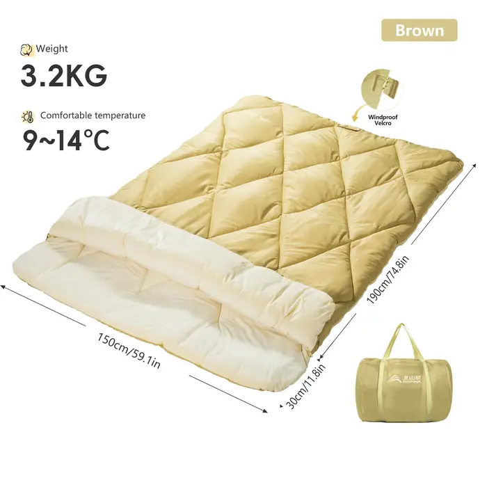 BISINNA Sac de couchage double pour le camping, 4 saisons, portable, 2 en 1, détachable, pour couple