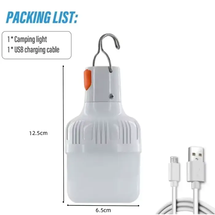 1PC extérieur USB lampe à LED ampoules 60W lumière de secours crochet Camping pêche Portable lanterne veilleuses LT014