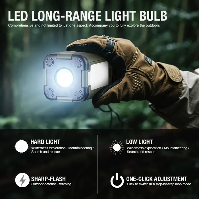 Lampe de camping multifonctionnelle avec double mode de charge solaire de type C conception de source de lumière extensible pour plusieurs scénarios extérieurs