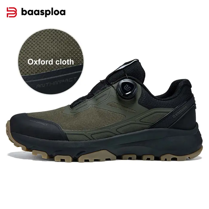 Baasploa randonnée baskets nouveau bouton rotatif haute qualité chaussures de plein air mâle en cuir de luxe concepteur