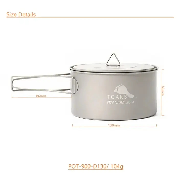 TOAKS POT-900-D130 pur Titane Camping ustensiles de cuisine en plein air, peut être utilisé comme st