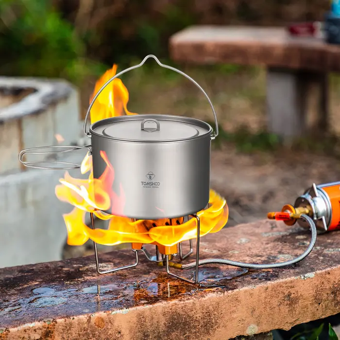 TOMSHOO – ustensiles de cuisine de Camping, Pot en titane 0,75l/0,9l/1,1l/1,6l/2l/2,8l, Pot suspendu
