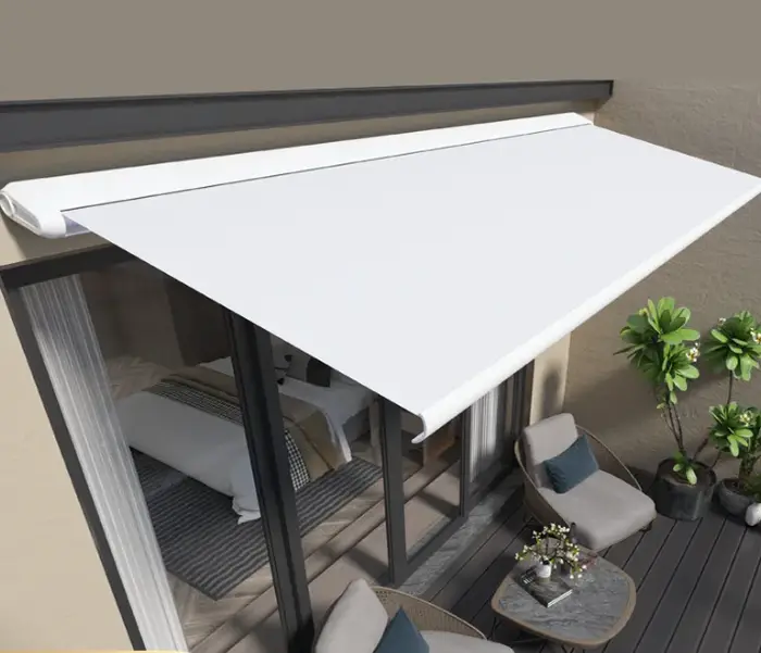 Auvent blanc boîte complète balcon auvent extérieur étanche à la pluie avant-toit auvent télescopiqu
