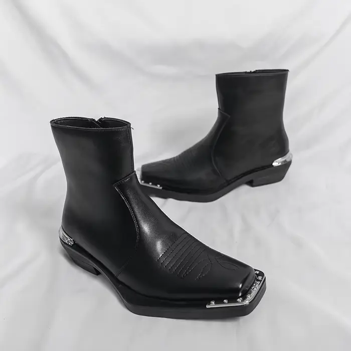 Bottes en cuir à tige haute pour homme