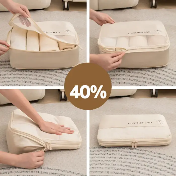 Lot de 6 sacs de compression de voyage, organiseurs de vêtements portables pour valise, étuis de rangement étanches pour bagages, sacs de rangement pour tiroirs