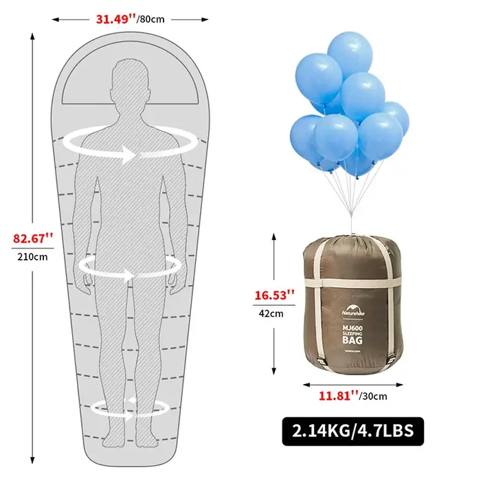 Natureifa-Sac de couchage léger en coton pour femme, MJ300, MJ300, MJ12 ℃, MUNISleeping Bag, Camping