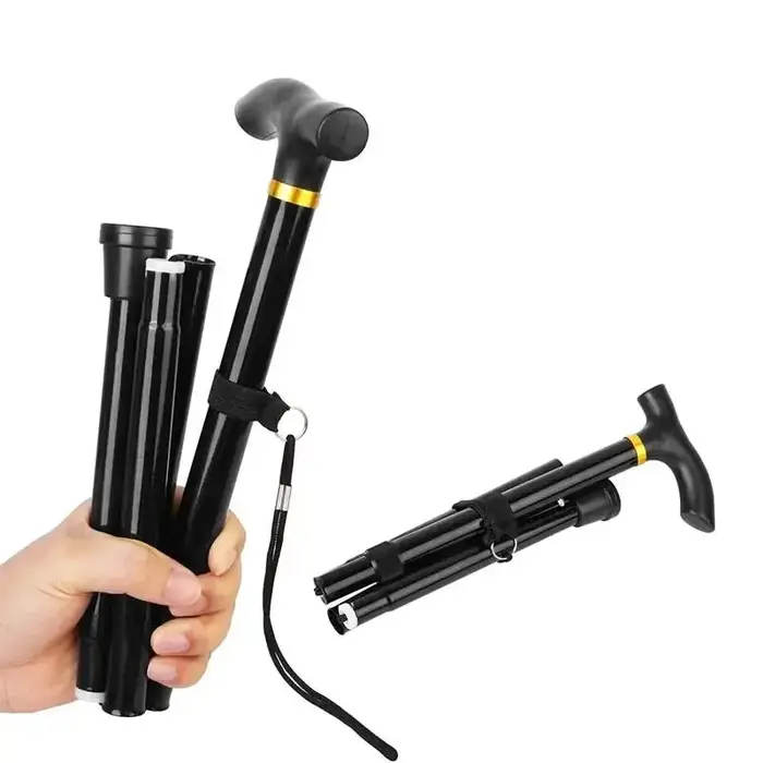 Bâton de marche télescopique réglable et pliable en alliage d'aluminium, bâton de randonnée, béquill
