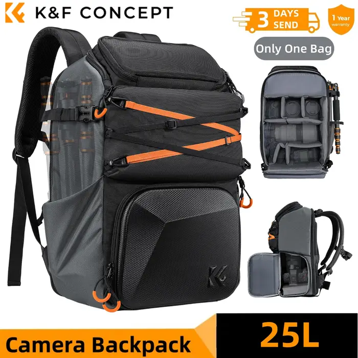 Sac à dos pour appareil photo K&F CONCEPT 25L pour Canon Sony DJI DSLR/SLR