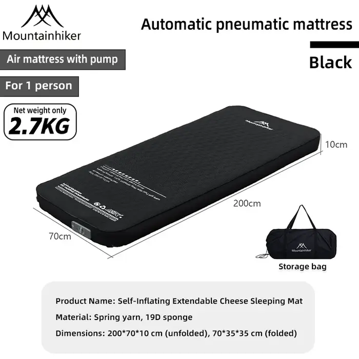 Matelas gonflable MOUNTAINHIKER 10 cm d'épaisseur, tapis de couchage portable avec sac de rangement 