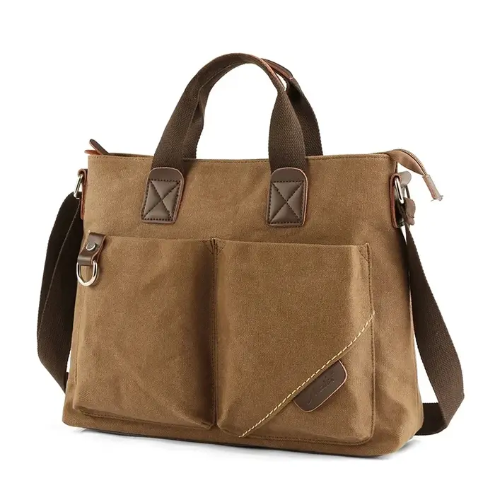 MATE ELAN toile hommes 15.6 pouces sac à main pour ordinateur portable rétro sac à bandoulière Vintage couleur unie grande capacité mallette d'ordinateur
