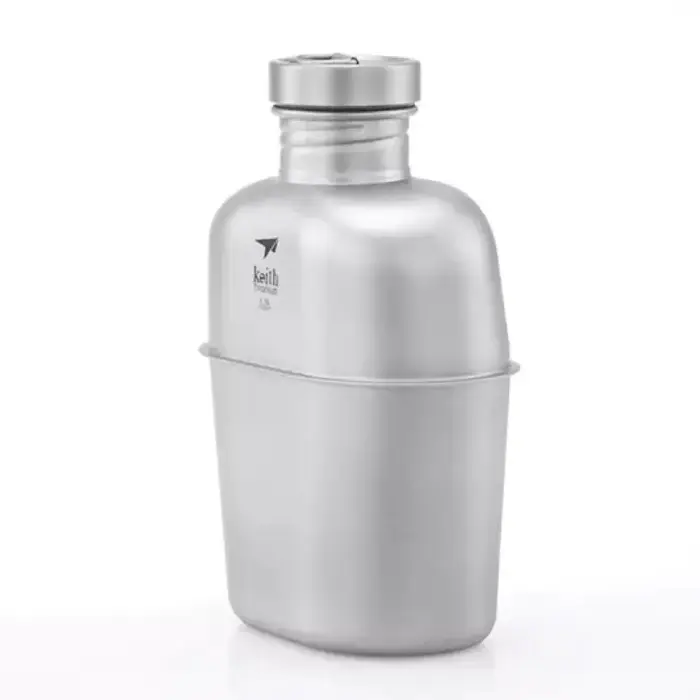 Pamono-Ensemble de bouteilles d'eau militaires en titane Ti3060, kit de cantine de randonnée, poudre