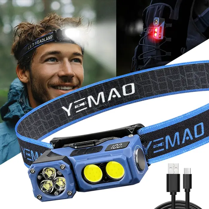 YEMAO T615 Super Lumineux Led Projecteur avec Magnétique Clip 7 Modes USB Rechargeable Portable Étanche Torche Pour La Pêche Camping