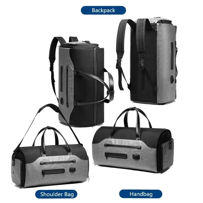OZUKO-Sac à vêtement multifonction pour hommes, sac de voyage imperméable, grande capacité, poche po