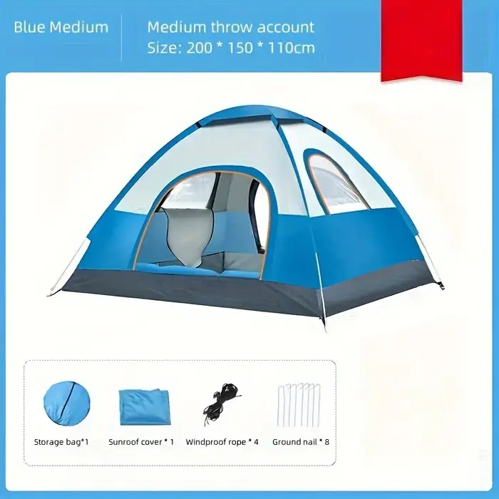 Tente pliante portable pour camping en plein air, équipement de camping en milieu sauvage, grande te
