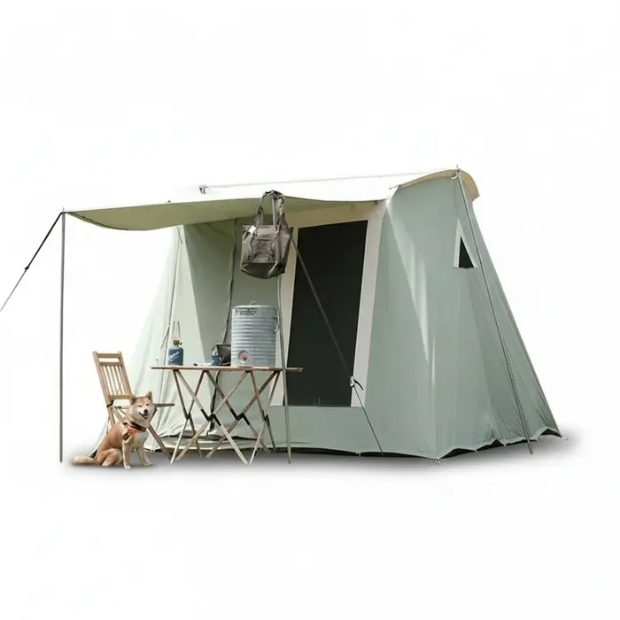 Tente de camping en plein air, tente arquée rétro en coton 300x300x200cm, tente de glamping imperméable, tente quatre saisons pour la famille