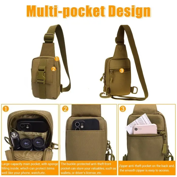 Sac de poitrine Simple pour Sports de plein air, Mini sac à bandoulière étanche pour téléphone portable, sac tactique décontracté