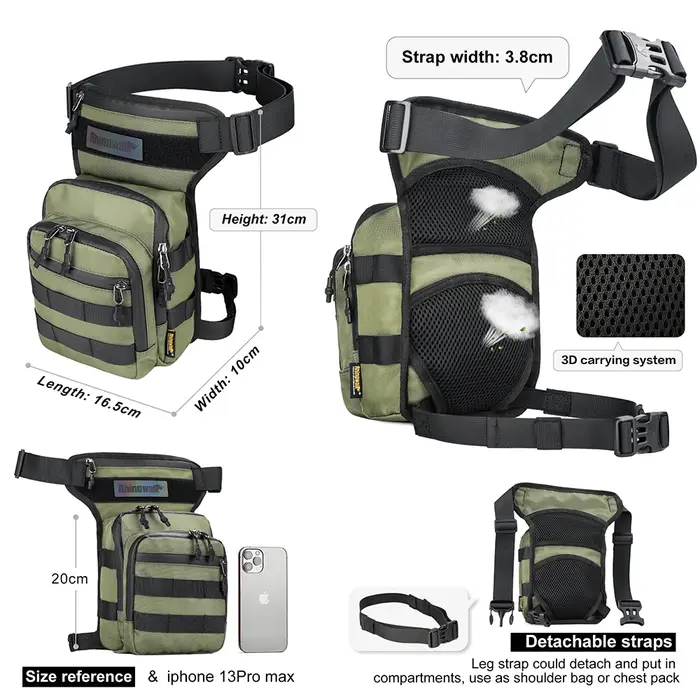 Rhinowalk – sac de jambe pour téléphone portable/portable, sac de voyage, grande taille 3l