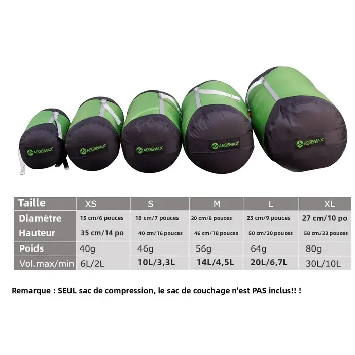 Sac de compression AEGISMAX pour sac de couchage