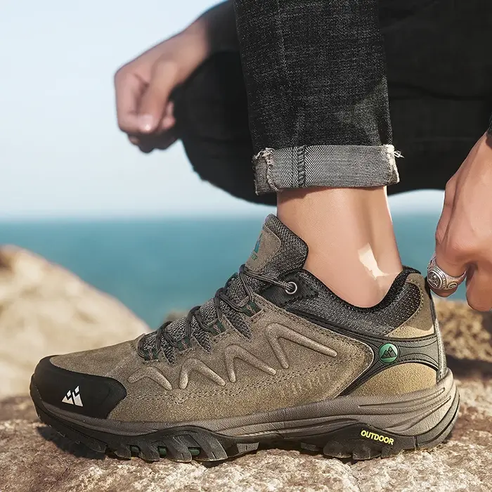 HIKEUP cuir hommes chaussures de randonnée en plein air touristique Trekking baskets escalade sentie
