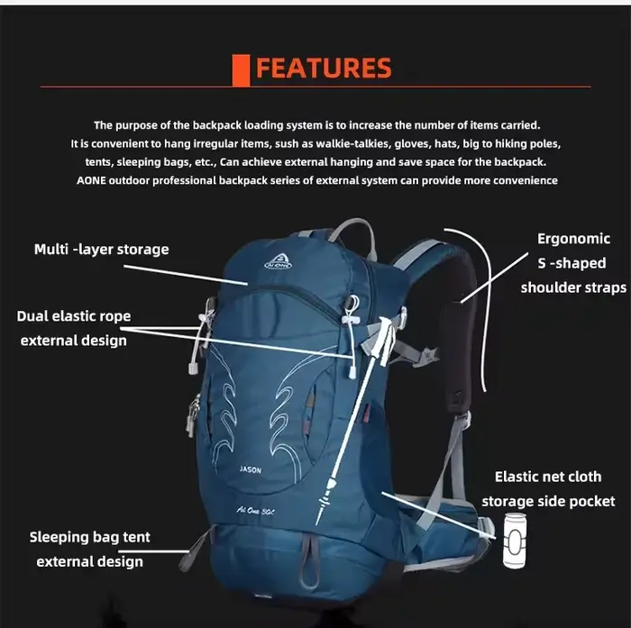 30L sac à dos extérieur pour hommes sport escalade sac Mochila Camping alpinisme sac voyage Trekking moto sac à dos
