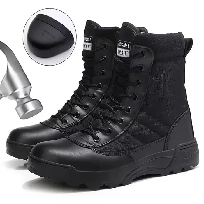 Bottes à bout en acier pour hommes, bottes tactiques d'extérieur pour randonnée dans le désert, résistantes aux coups de couteau, chaussures de sécurité pour le travail, chaussures de Protection